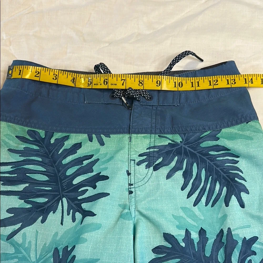 Rip Curl Blue and Green Board Shorts with Tropical Print